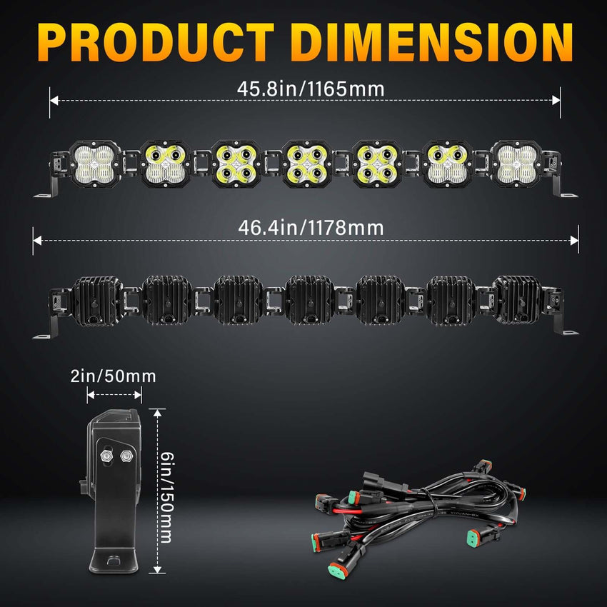 X-Linkable 46" 210W Ultra-Bright LED Light Bar –7-Light Dual Optic Combo, IP67 Rated Tapaodu Designs-LED Lighting