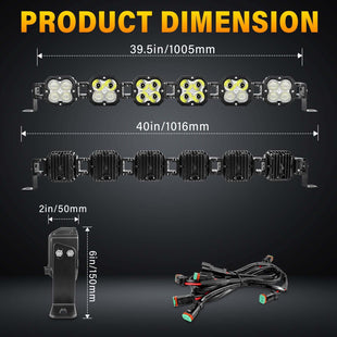 X-Linkable 40" 180W Ultra-Bright LED Light Bar – 6-Light Dual Optic Combo, IP67 Rated Tapaodu Designs-LED Lighting