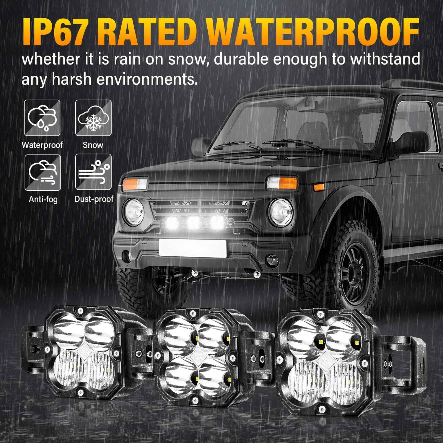 X-Linkable 21" 90W LED Light Bar - 3-Light Flood & Spot for Off-Road Trucks