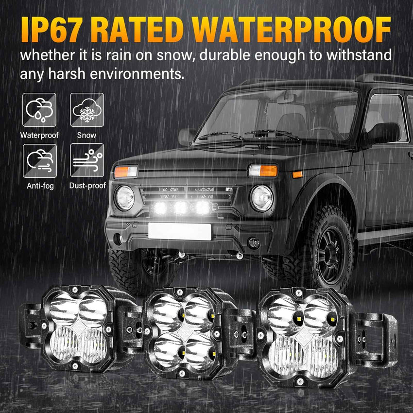 X-Linkable 21" 90W LED Light Bar - 3-Light Flood & Spot for Off-Road Trucks