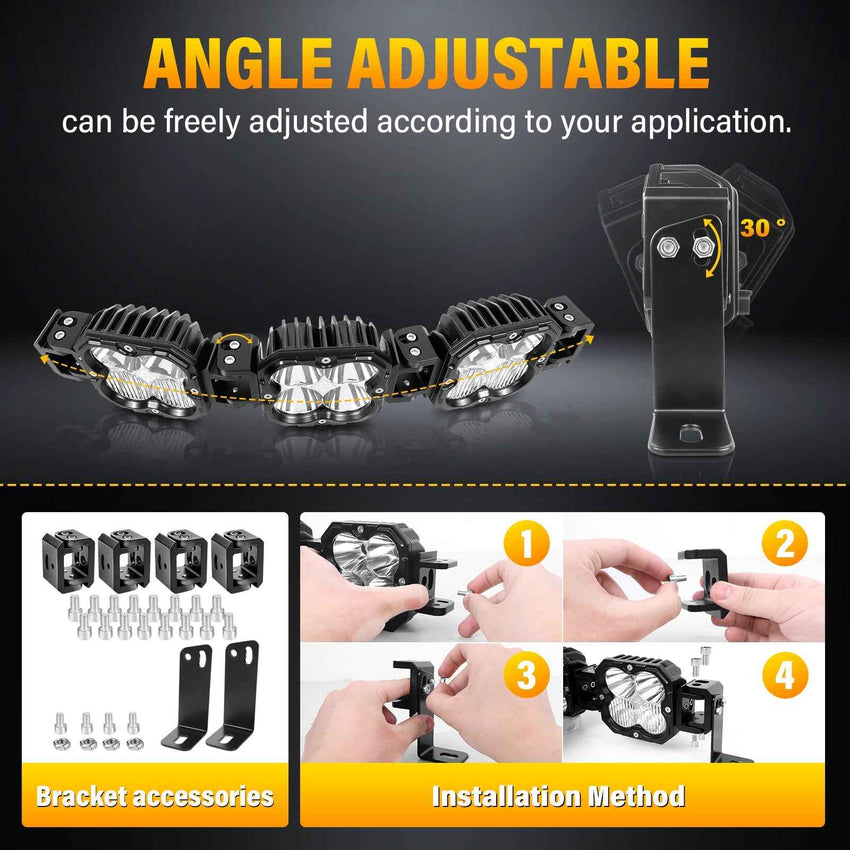 X-Linkable 21" 90W LED Light Bar - 3-Light Flood & Spot for Off-Road Trucks