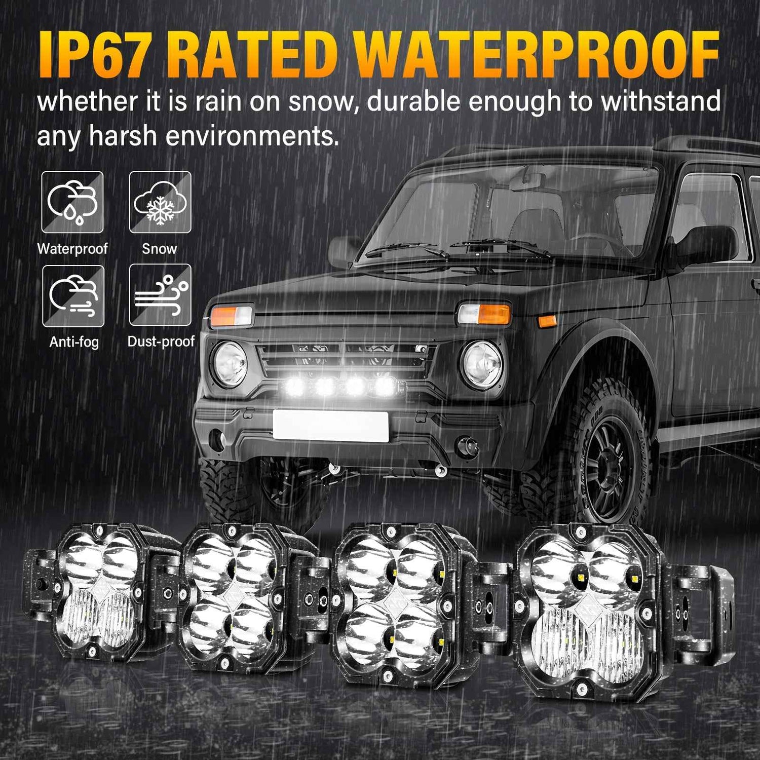 X-Linkable 28" 120W Off-Road LED Light Bar – 4-Light High Lumen Combo Beam, IP67 Waterproof