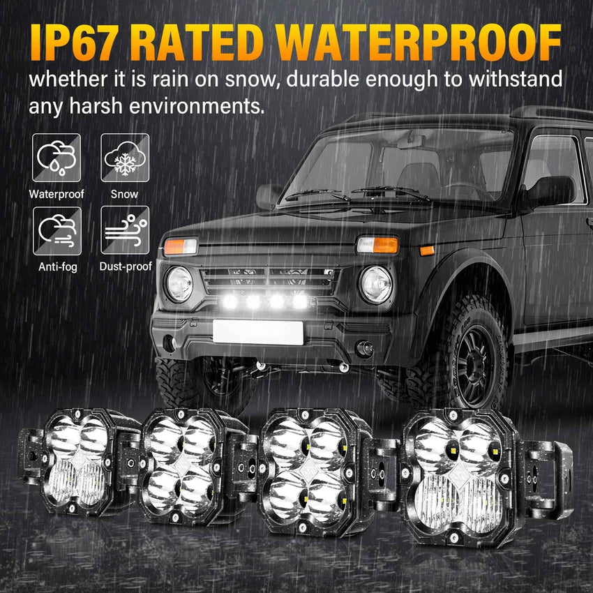 X-Linkable 28" 120W Off-Road LED Light Bar – 4-Light High Lumen Combo Beam, IP67 Waterproof