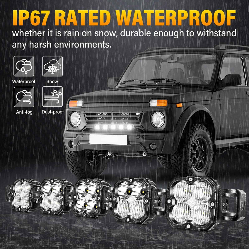 X-Linkable 34" 150W Off-Road LED Light Bar – 5-Light High Output Combo Beam, IP67 Waterproof