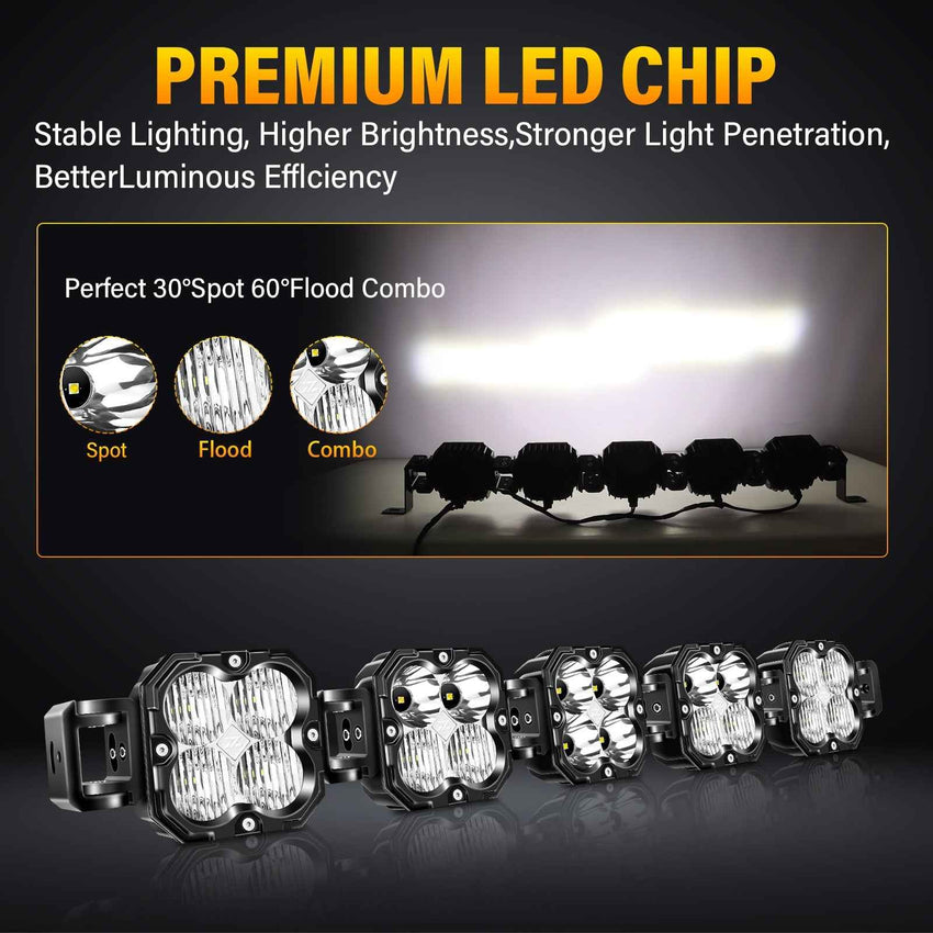 X-Linkable 34" 150W Off-Road LED Light Bar – 5-Light High Output Combo Beam, IP67 Waterproof