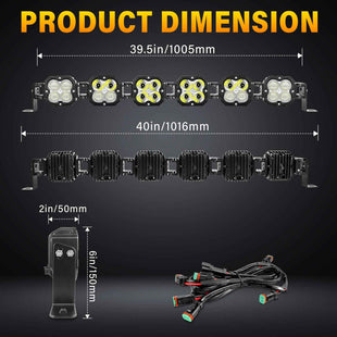 X-Linkable 40" 180W Ultra-Bright LED Light Bar – 6-Light Dual Optic Combo, IP67 Rated