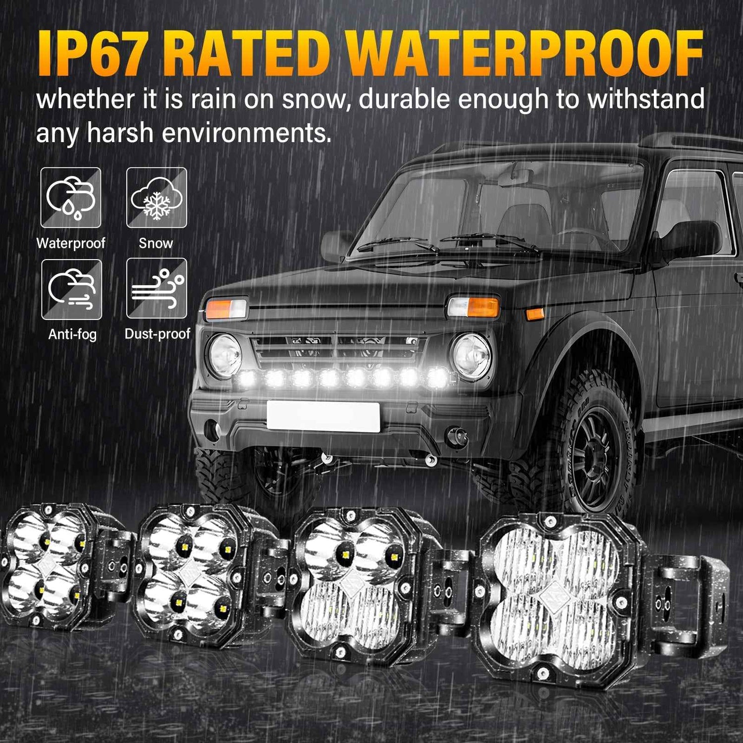 X-Linkable 53" 240W Ultra-Bright LED Light Bar –8-Light Dual Optic Combo, IP67 Rated