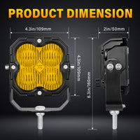 Amber 4.5-Inch Pod Light flood beam