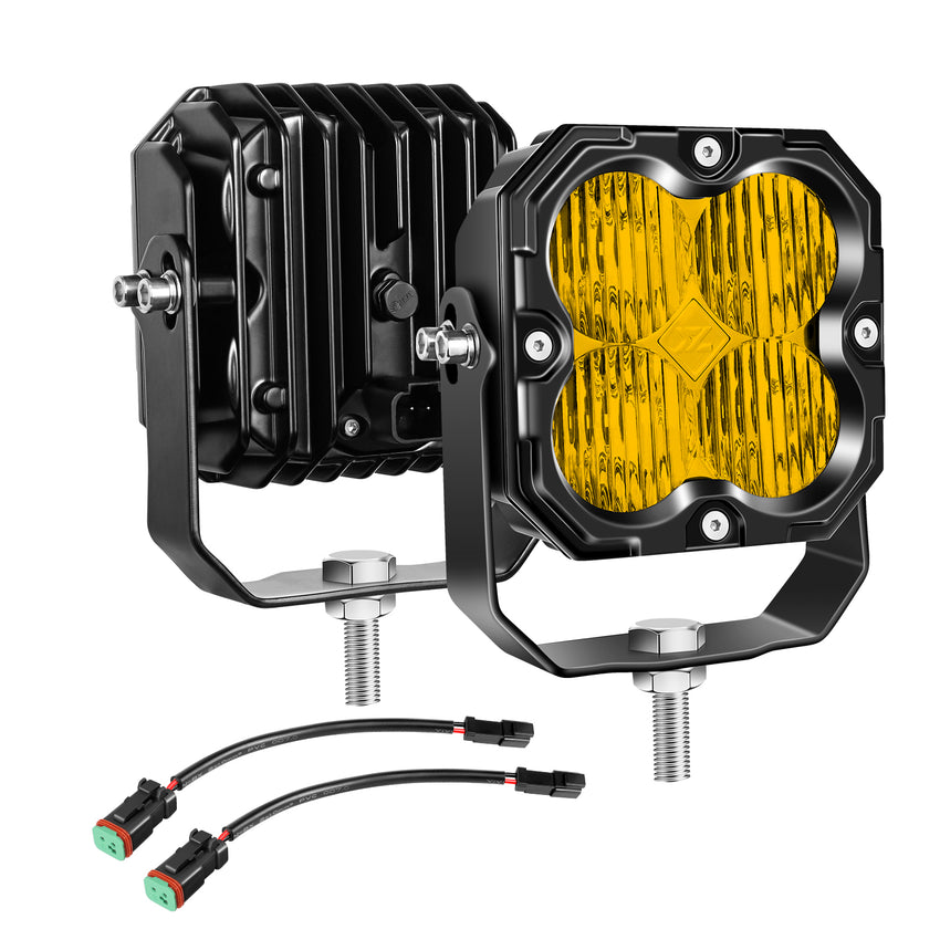 Amber 4.5-Inch Pod Light flood beam