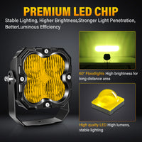 Amber 4.5-Inch Pod Light flood beam