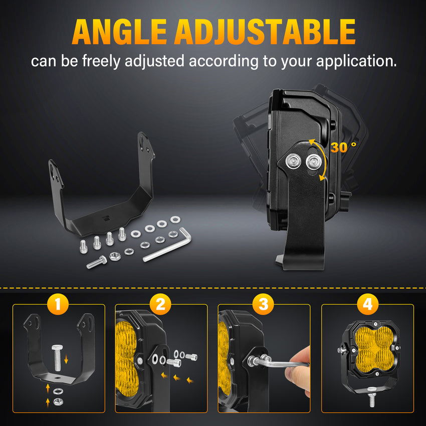 Amber 4.5-Inch Pod Light flood beam