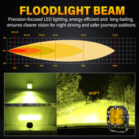 Amber 4.5-Inch Pod Light flood beam