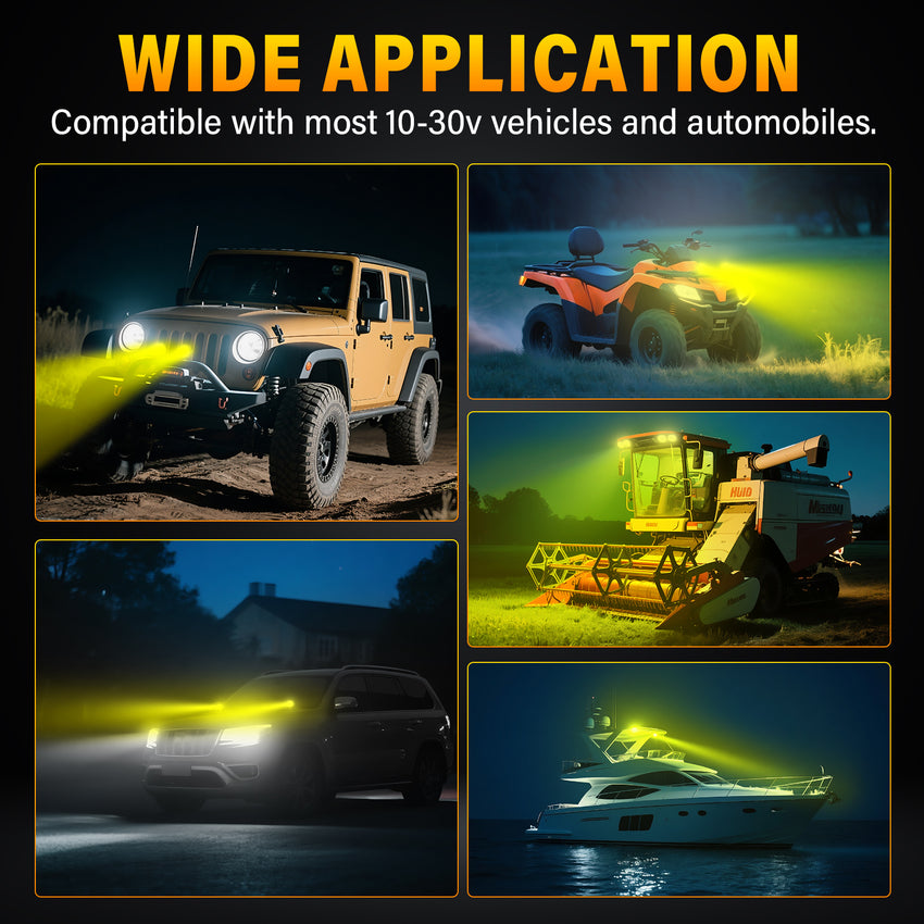 Amber 4.5-Inch Pod Light flood beam