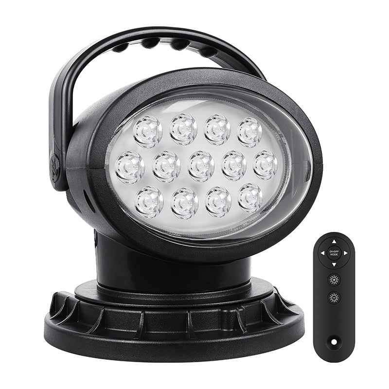 8inch 40W LED Searchlight - 360° Rotation, Infrared Remote Control, Magnetic Base, IP65 Waterproof for Marine/Truck/ATV/4X4/Off-Road Lighting