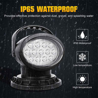 8inch 40W LED Searchlight - 360° Rotation, Infrared Remote Control, Magnetic Base, IP65 Waterproof for Marine/Truck/ATV/4X4/Off-Road Lighting