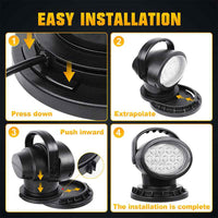 8inch 40W LED Searchlight - 360° Rotation, Infrared Remote Control, Magnetic Base, IP65 Waterproof for Marine/Truck/ATV/4X4/Off-Road Lighting