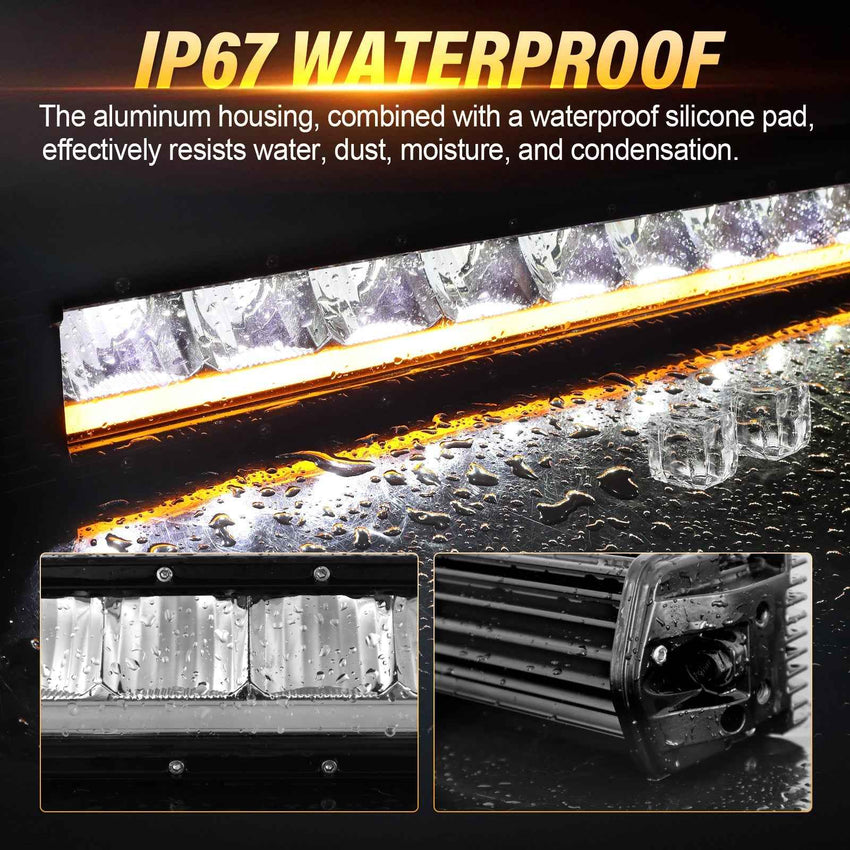 Qihang Series 13" 40W 2-in-1 LED Light Bar with Amber DRL - 4000 Lumens High Visibility Anti-Glare LED Light Bar, IP67 Waterproof Flexible Silicone Design, DT Plug and Play 12V for Cars/Trucks/SUVs