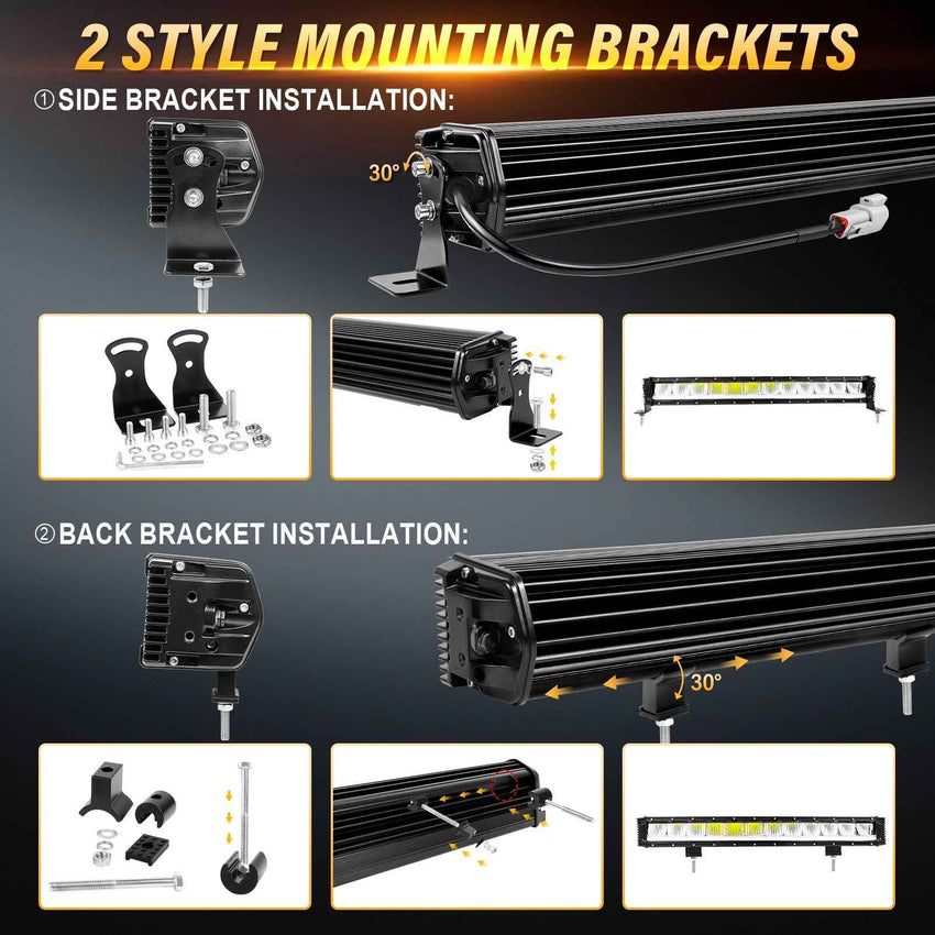 Qihang Series 23" 80W 2-in-1 LED Light Bar with Amber DRL - 8000 Lumens High Visibility Anti-Glare LED Light Bar, IP67 Waterproof Flexible Silicone Design, DT Plug and Play 12V for Cars/Trucks/SUVs