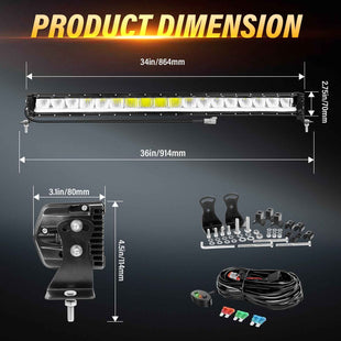 Qihang Series 34" 120W 2-in-1 LED Light Bar with Amber DRL - 4000 Lumens High Visibility Anti-Glare LED Light Bar, IP67 Waterproof Flexible Silicone Design, DT Plug and Play 12V for Cars/Trucks/SUVs