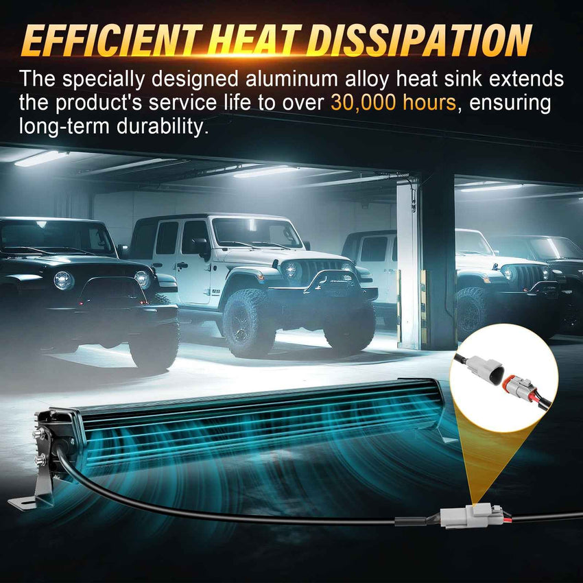 Qihang Series 34" 120W 2-in-1 LED Light Bar with Amber DRL - 4000 Lumens High Visibility Anti-Glare LED Light Bar, IP67 Waterproof Flexible Silicone Design, DT Plug and Play 12V for Cars/Trucks/SUVs