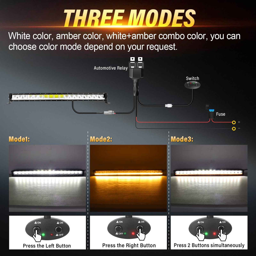 Qihang Series 34" 120W 2-in-1 LED Light Bar with Amber DRL - 4000 Lumens High Visibility Anti-Glare LED Light Bar, IP67 Waterproof Flexible Silicone Design, DT Plug and Play 12V for Cars/Trucks/SUVs