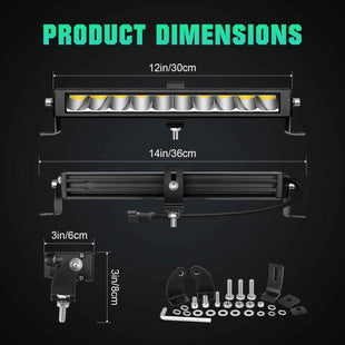 Journey Series 12" 30W Single Row Slim LED Light Bar DT Connector