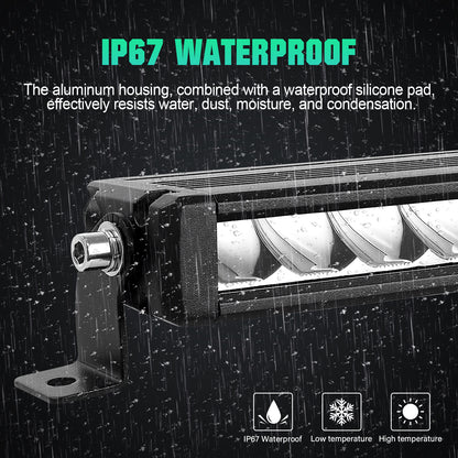 12" 23" 33" 44" 55" Single Row Slim LED Light Bar, High Lumen Value Spotlight Off-Road Driving Light Working Fog Light for Truck ATV, SUV, UTV, Boat Pickup, 4x4 Golf Cart, IP67, DT Connector, 6000K White