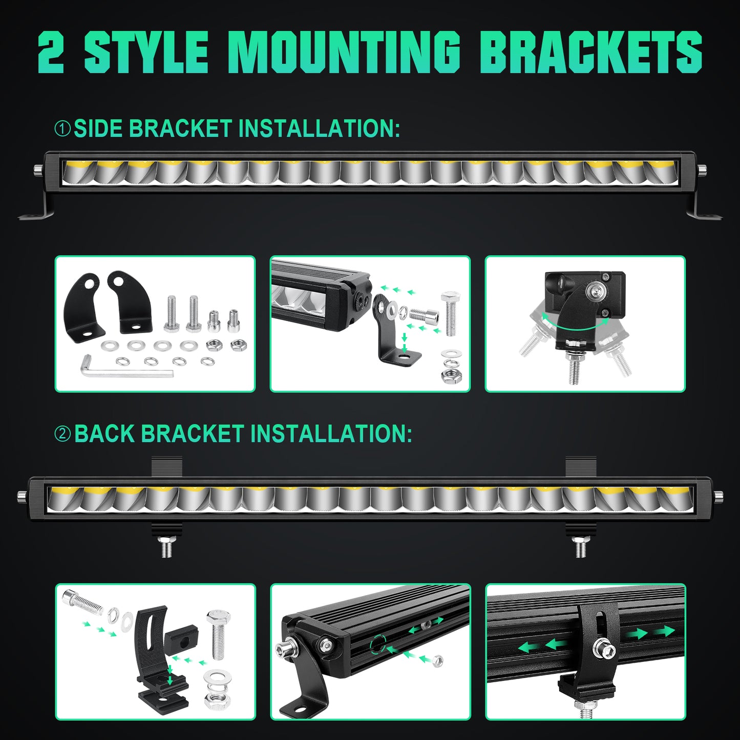 12" 23" 33" 44" 55" Single Row Slim LED Light Bar, High Lumen Value Spotlight Off-Road Driving Light Working Fog Light for Truck ATV, SUV, UTV, Boat Pickup, 4x4 Golf Cart, IP67, DT Connector, 6000K White