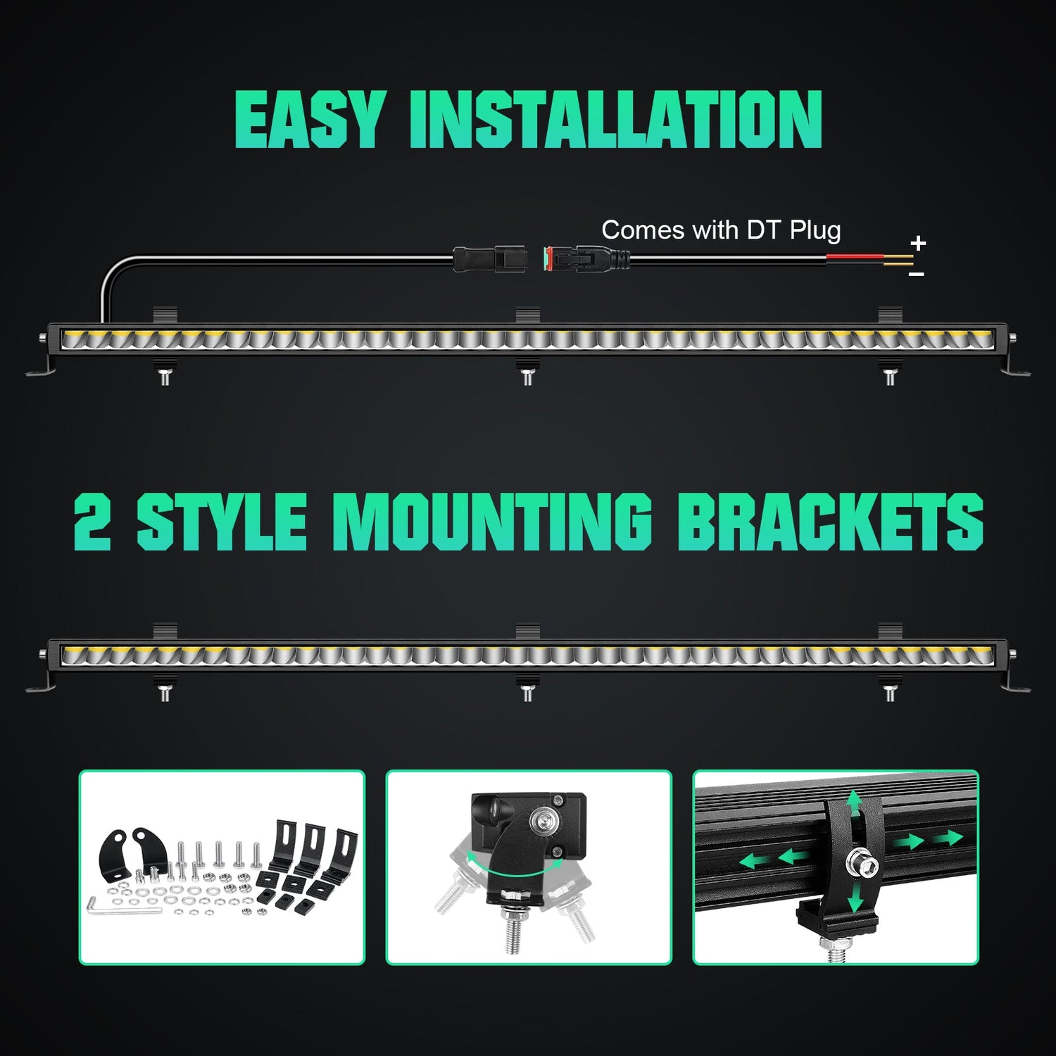 Journey Series 44" 120W Single Row Slim LED Light Bar DT Connector Tapaodu Designs