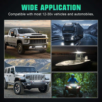 Wide application of Tapaodu 44 inch LED light bar on various vehicles and boats, compatible with 12-30v automobiles.